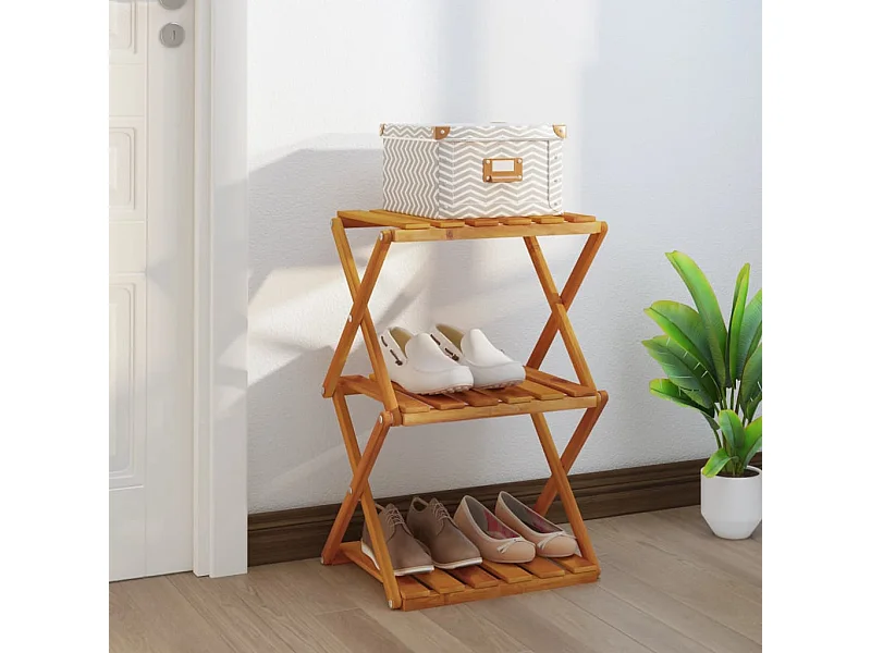 Prateleira dobrável 3 níveis 43x31x63 cm acácia maciça castanho PT922427