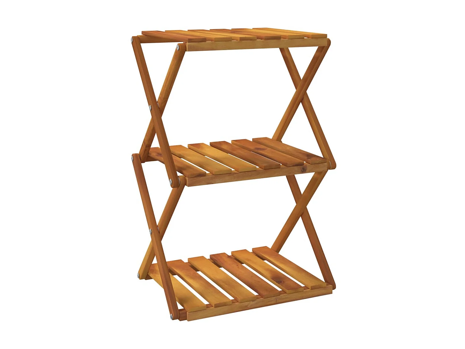 Étagère pliable à 3 niveaux Marron 43x31x63 cm Bois d'acacia OFR28551 BonneVie Meuble