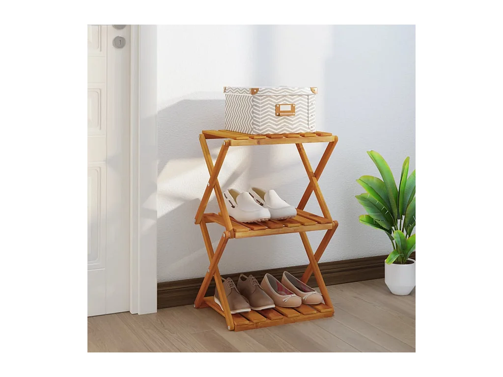 Étagère pliable à 3 niveaux Marron 43x31x63 cm Bois d'acacia OFR28551 BonneVie Meuble