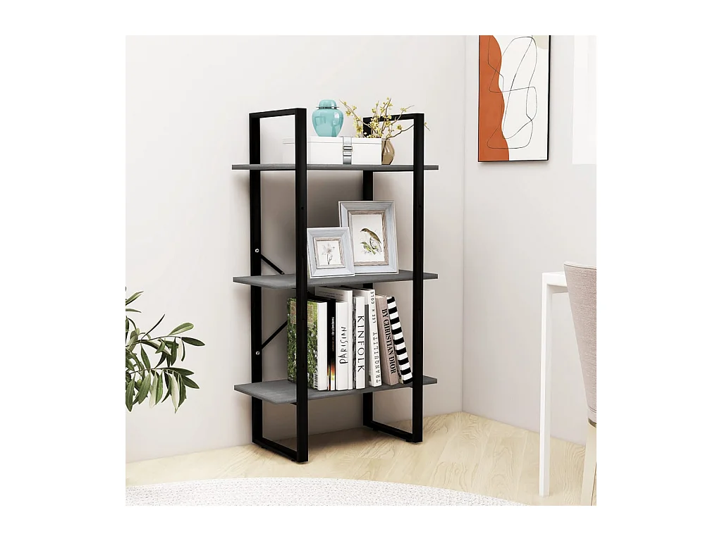 Étagère de rangement Gris 60x30x105 cm Bois de pin massif OFR28687 BonneVie Meuble