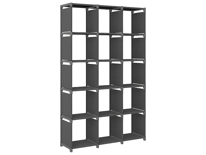 Estantería de 15 cubos de tela gris 103x30x175,5 cm ES108356