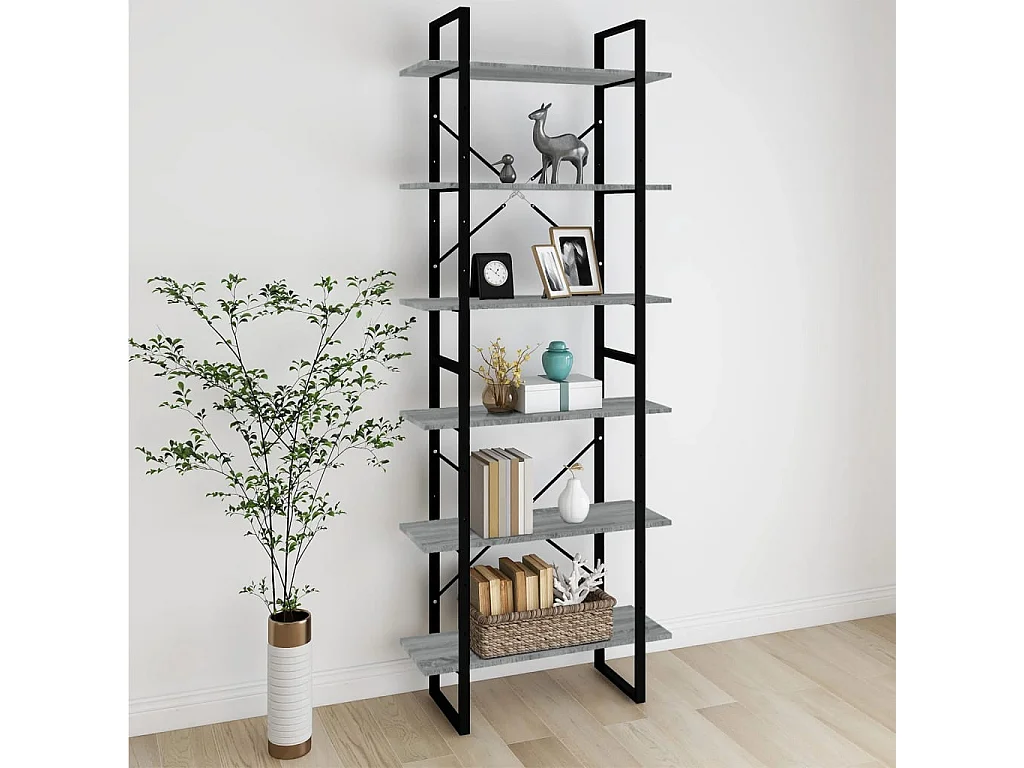 Estantería alta madera contrachapada gris Sonoma 80x30x210 cm ES306418