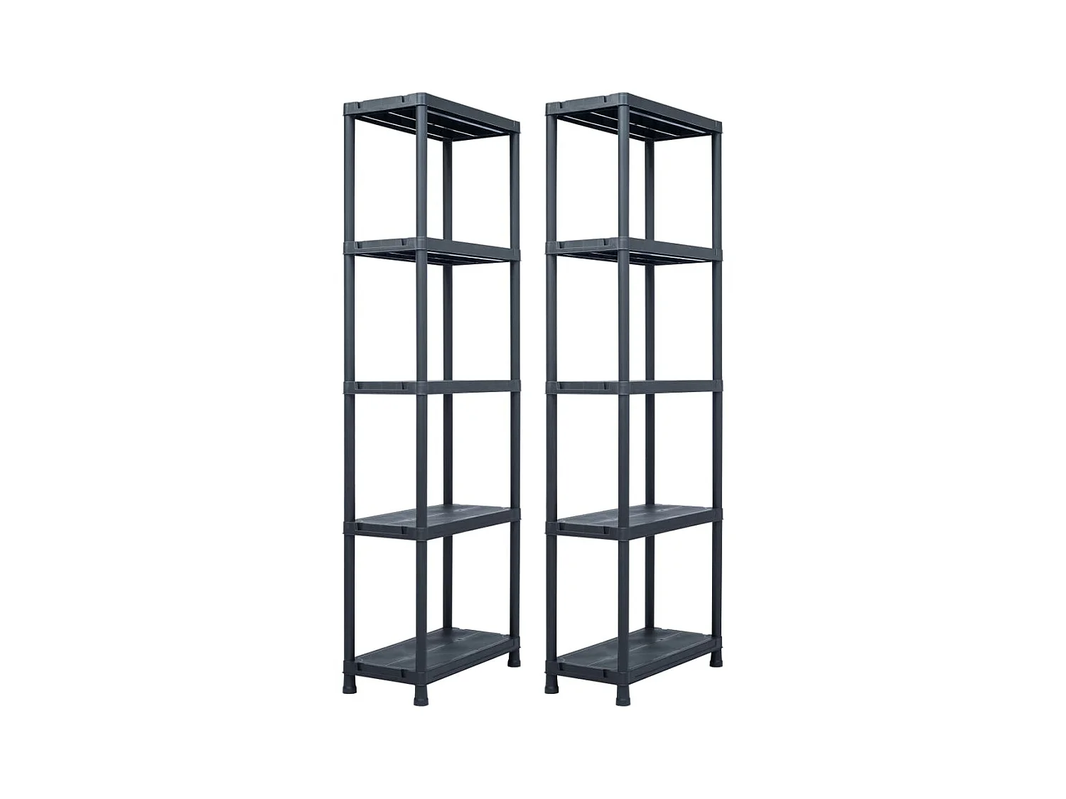 Étagères de rangement 2 pcs Noir 125 kg 60x30x180 cm Plastique OFR83190 BonneVie Meuble