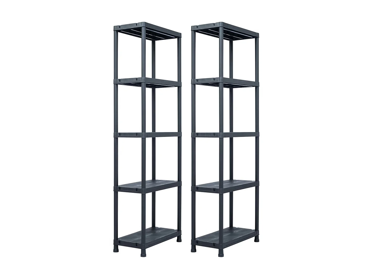 Étagères de rangement 2 pcs Noir 125 kg 60x30x180 cm Plastique OFR83190 BonneVie Meuble