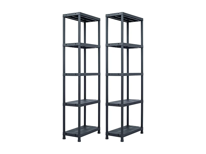 Étagères de rangement 2 pcs Noir 125 kg 60x30x180 cm Plastique OFR83190 BonneVie Meuble