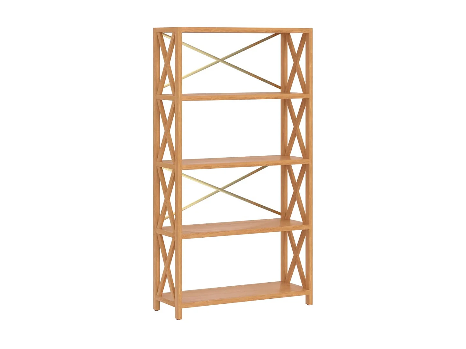 Étagère à 5 niveaux 80x30x146 cm bois de chêne massif OFR40754 BonneVie Meuble