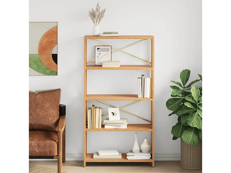 Étagère à 5 niveaux 80x30x146 cm bois de chêne massif OFR40754 BonneVie Meuble