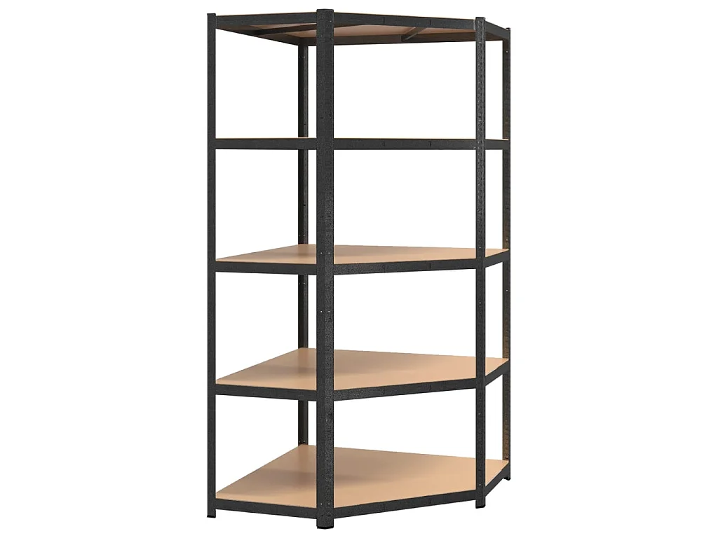Étagère d'angle 5 niveaux Gris Acier et bois d'ingénierie OFR86003 BonneVie Meuble