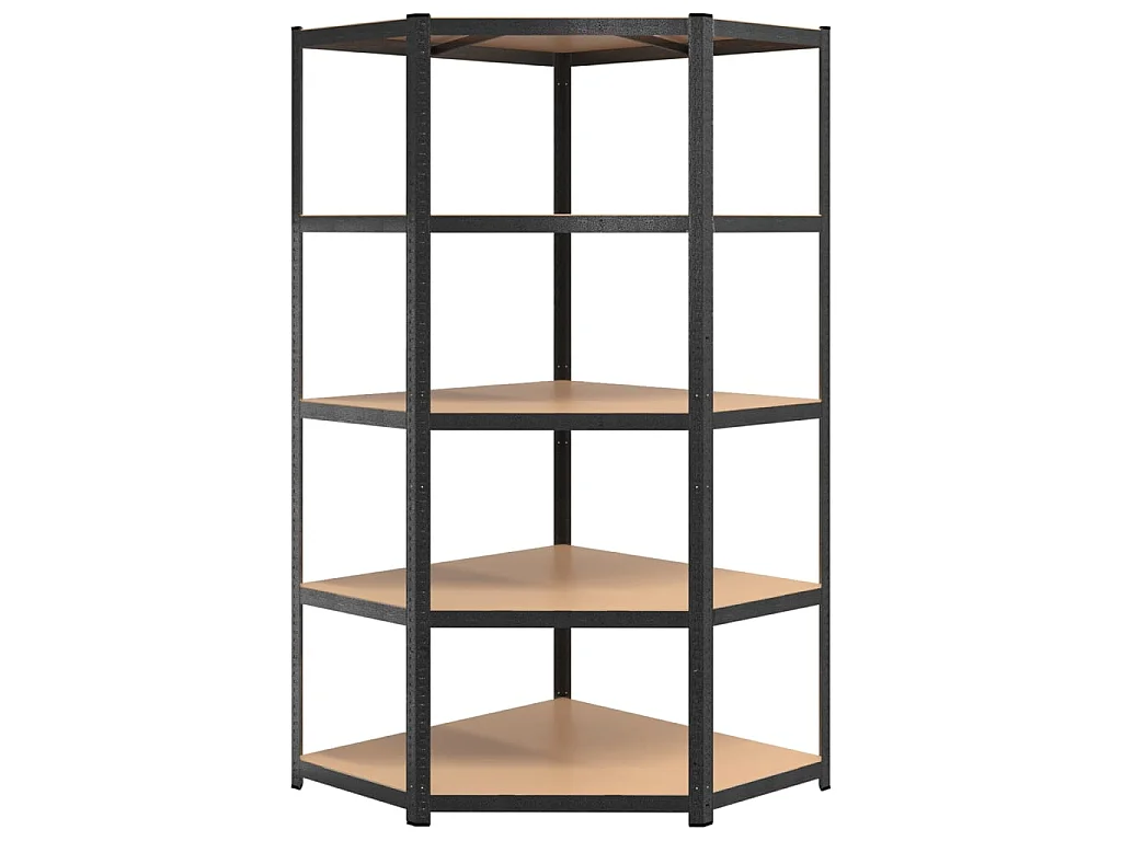Étagère d'angle 5 niveaux Gris Acier et bois d'ingénierie OFR86003 BonneVie Meuble