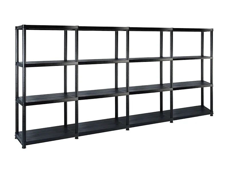 Estanterías almacenaje 4 niveles plástico negro 244x30,5x130 cm ES806174