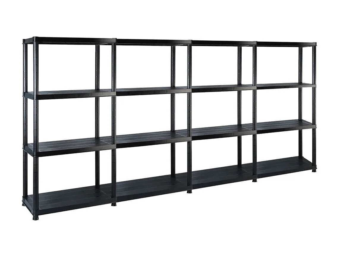 Estanterías almacenaje 4 niveles plástico negro 244x30,5x130 cm ES806174