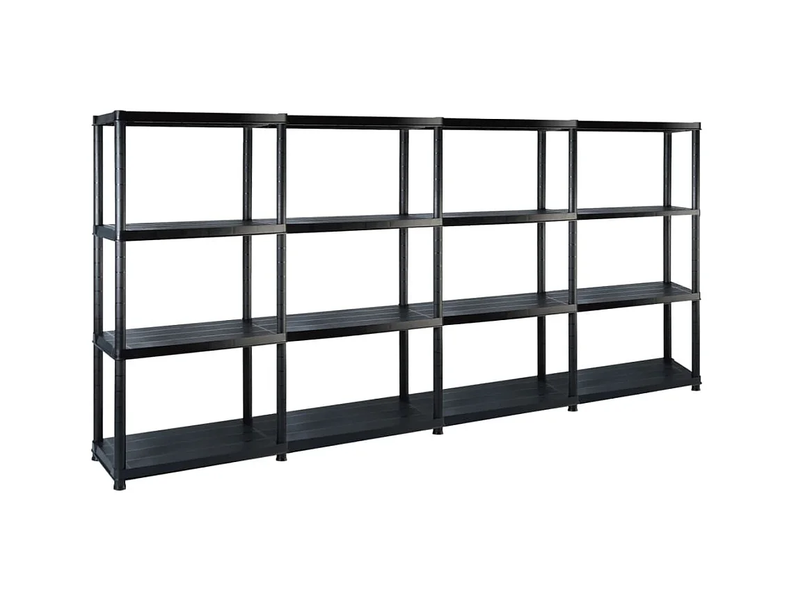 Étagère de rangement à 4 niveaux Noir 244x30,5x130 cm Plastique OFR19910 BonneVie Meuble