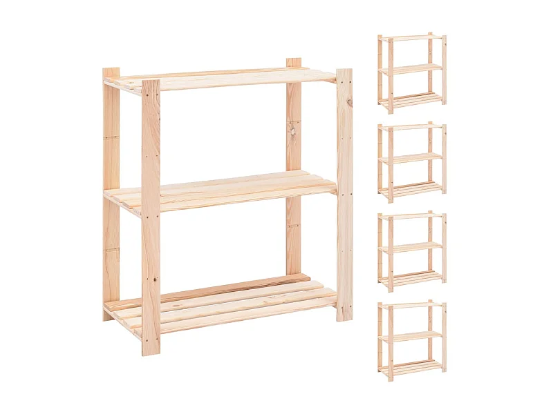 Étagères de rangement à 3 niveaux 5 pcs 80x38x90 cm Pin 150 kg OFR31282 BonneVie Meuble