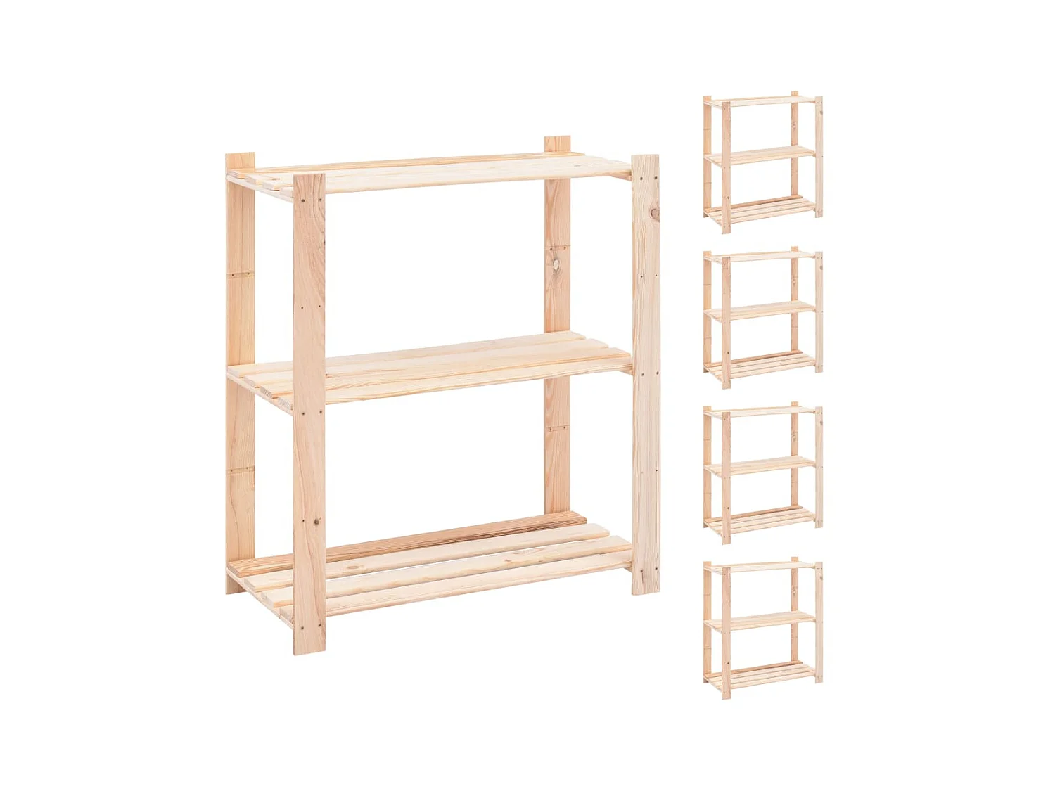 Étagères de rangement à 3 niveaux 5 pcs 80x38x90 cm Pin 150 kg OFR31282 BonneVie Meuble