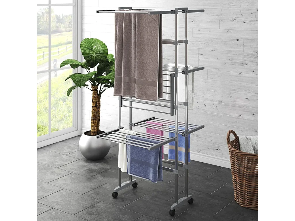 Estendal com 3 prateleiras/rodas 60x70x129 cm prateado PT905681