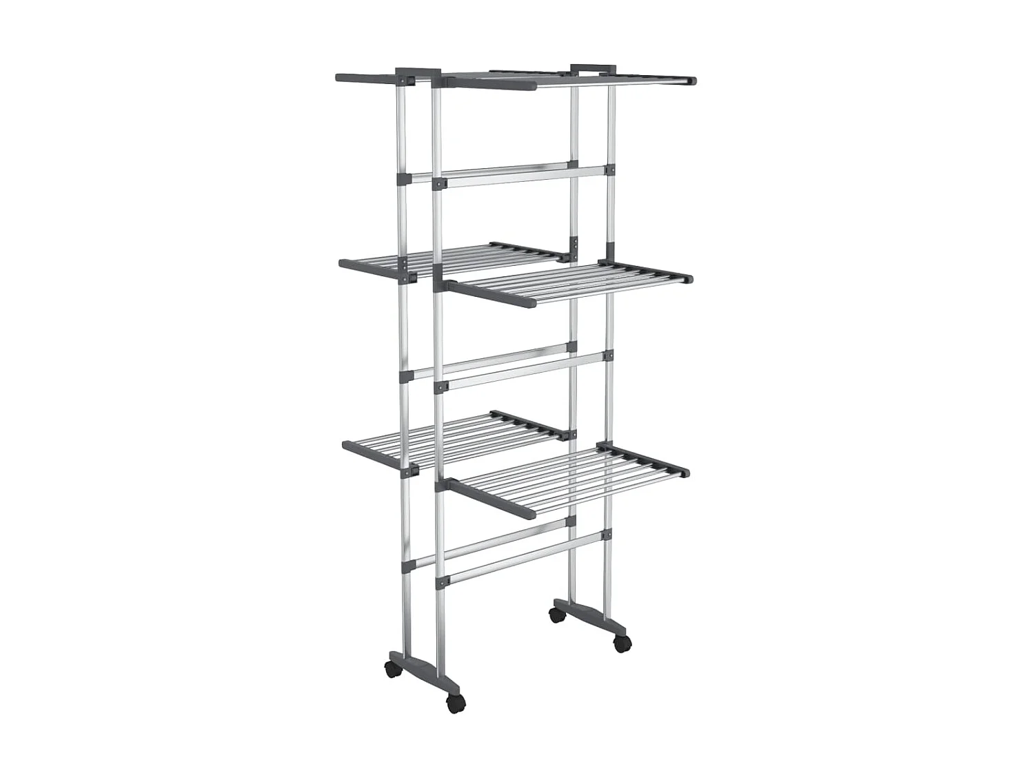 Estendal com 3 prateleiras/rodas 60x70x129 cm prateado PT905681