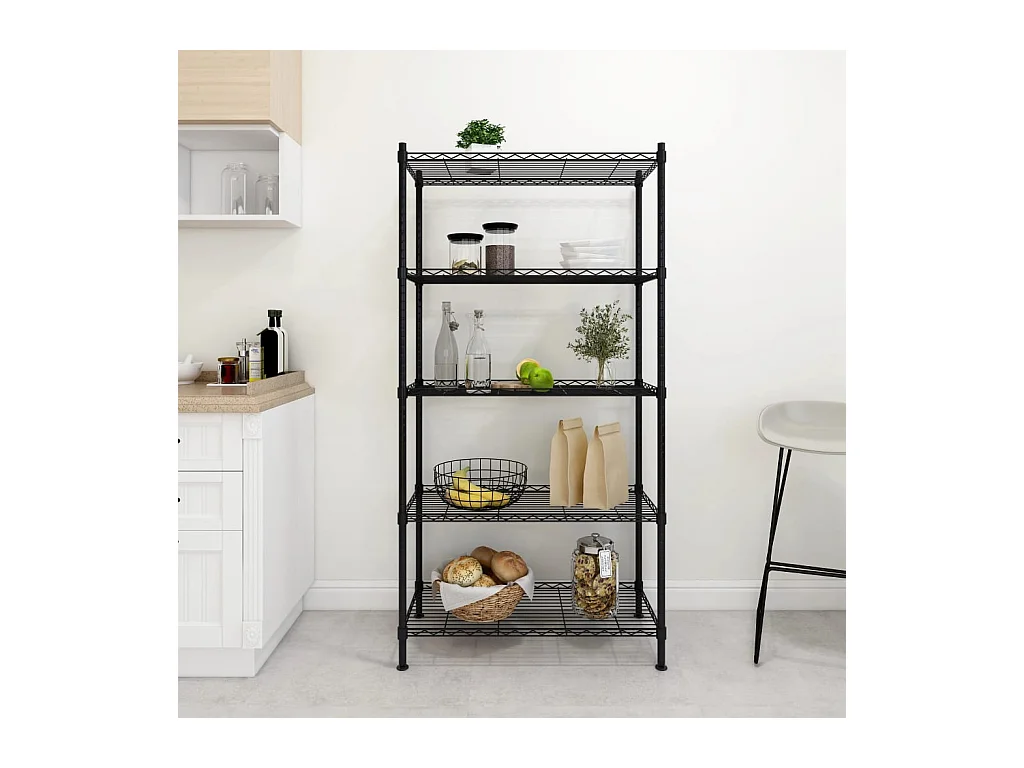 Étagère de rangement 5 niveaux 90x35x180 cm Noir 250 kg OFR94081 BonneVie Meuble