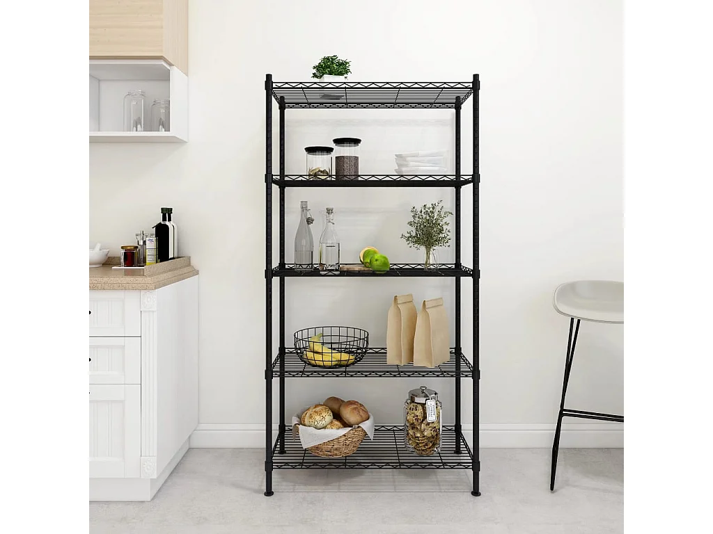 Étagère de rangement 5 niveaux 90x35x180 cm Noir 250 kg OFR94081 BonneVie Meuble