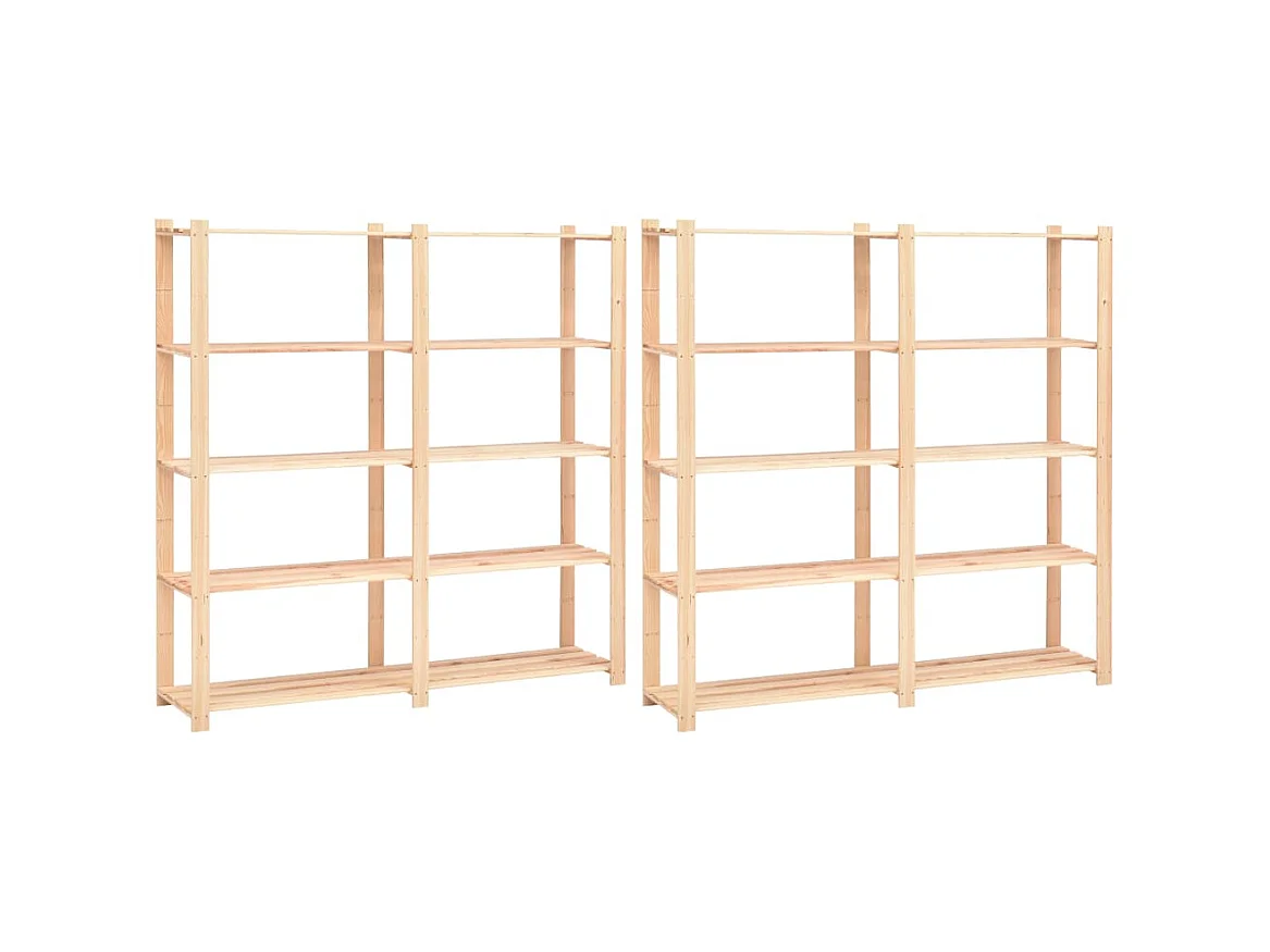 Étagères de rangement à 5 niveaux 2pcs 170x38x170 cm Pin 500 kg OFR77721 BonneVie Meuble