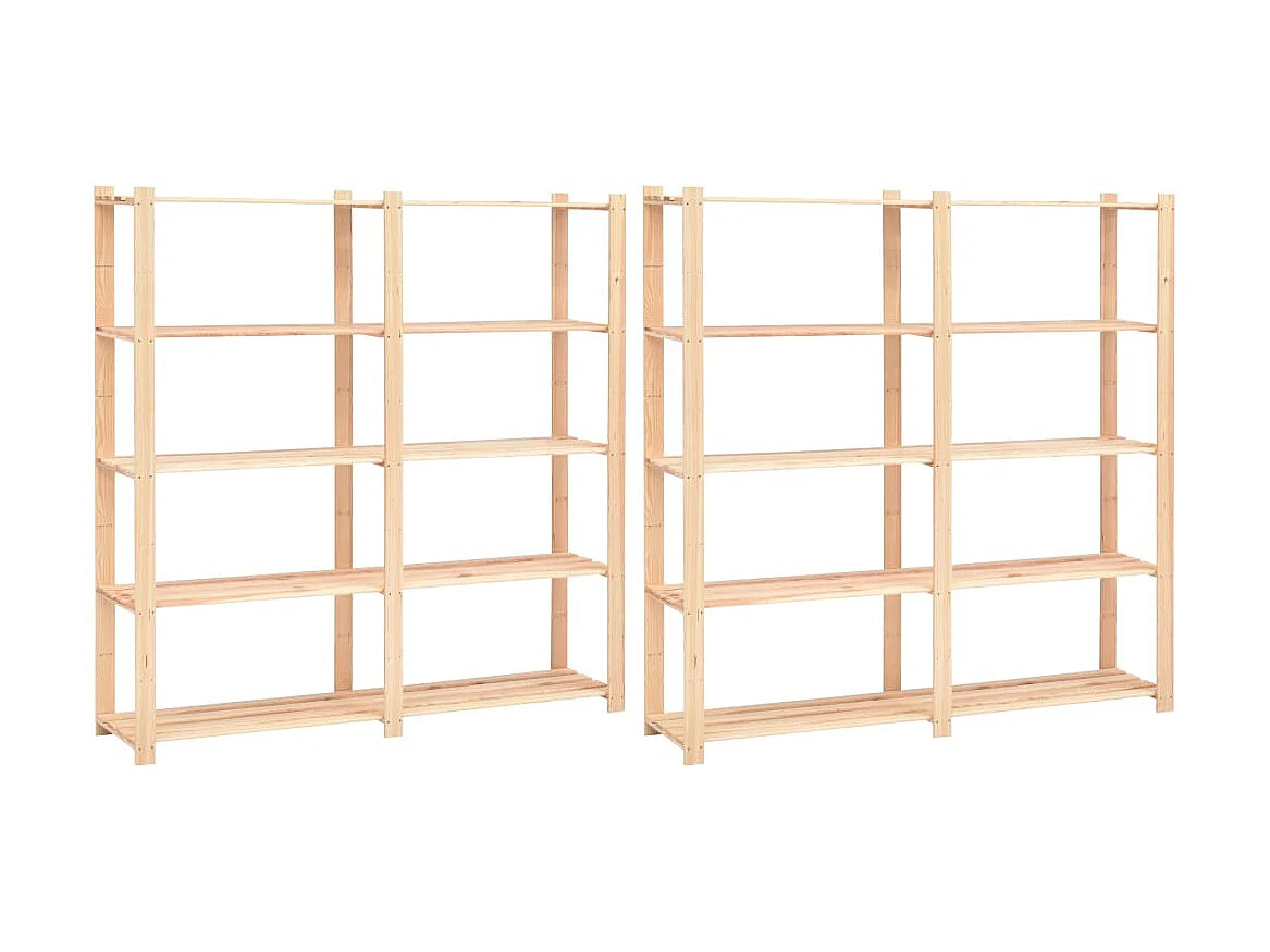 Étagères de rangement à 5 niveaux 2pcs 170x38x170 cm Pin 500 kg OFR77721 BonneVie Meuble
