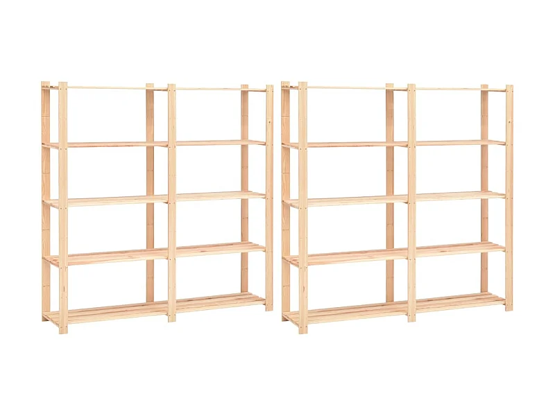 2 unidades arrumação 5 prateleiras 170x38x170cm pinho 500 kg PT389910