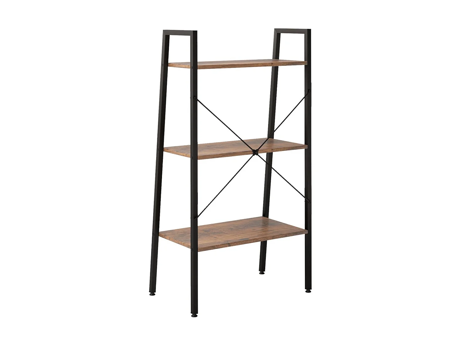 Étagère sur pied 3 niveaux Marron foncé et noir 56x35x108 cm OFR13402 BonneVie Meuble