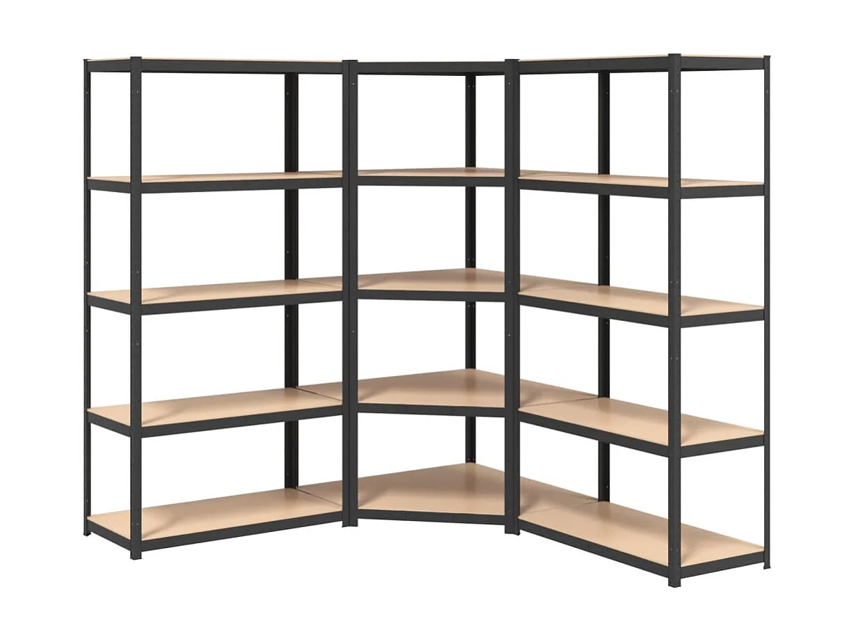 Étagère à 5 niveaux 3 pcs Gris Acier et bois ingénierie OFR61078 BonneVie Meuble