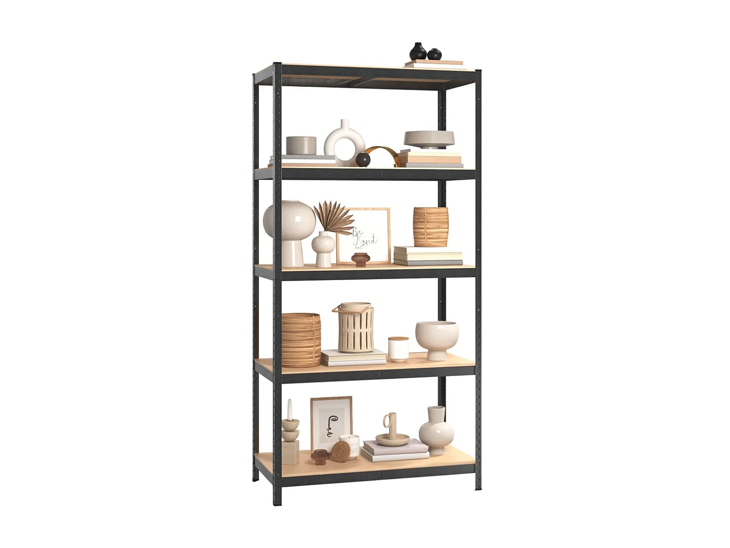 Étagère à 5 niveaux 3 pcs Gris Acier et bois ingénierie OFR61078 BonneVie Meuble