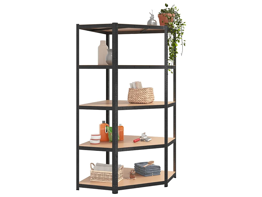 Étagère à 5 niveaux 3 pcs Gris Acier et bois ingénierie OFR61078 BonneVie Meuble