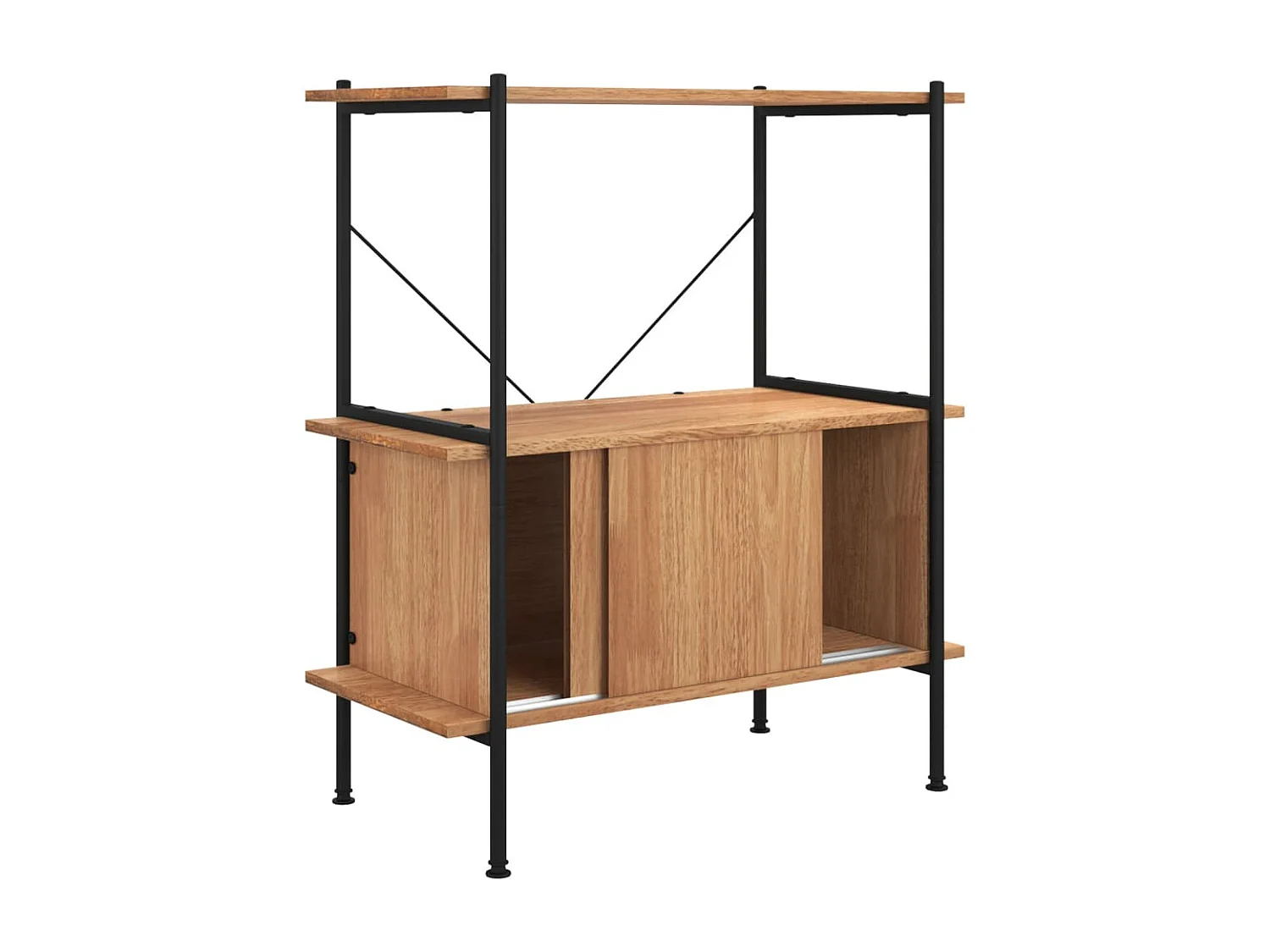 Estantería con armario 3 niveles madera y acero 80x40x92 cm ES618108