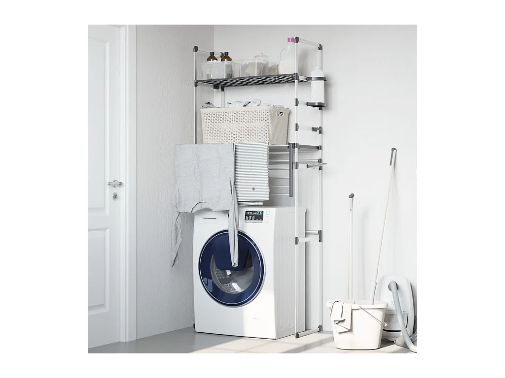 Étagère pour machine à laver 77x52x192 cm aluminium OFR86587 BonneVie Meuble