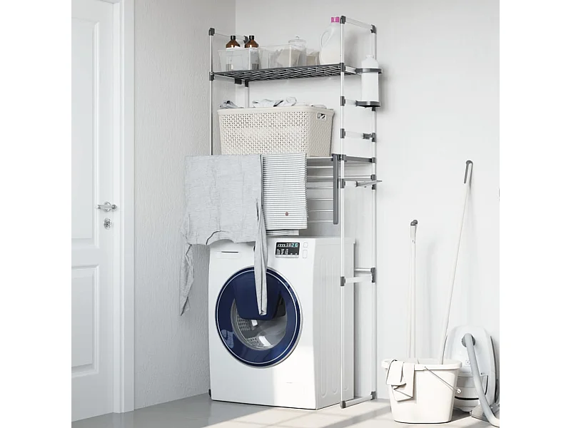 Étagère pour machine à laver 77x52x192 cm aluminium OFR86587 BonneVie Meuble