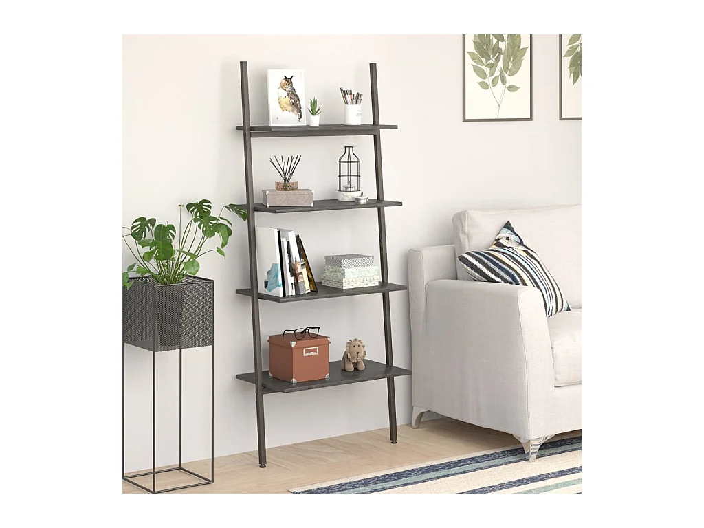 Étagère inclinée à 4 niveaux Noir 64x34x150,5 cm OFR56946 BonneVie Meuble