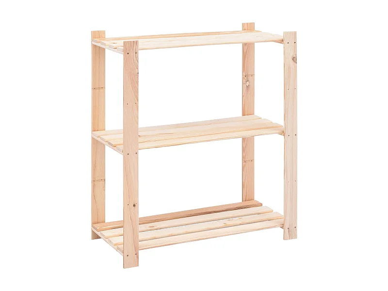 Étagère de stockage 3 niveaux 80x38x90 cm Pin solide 150 kg OFR29007 BonneVie Meuble