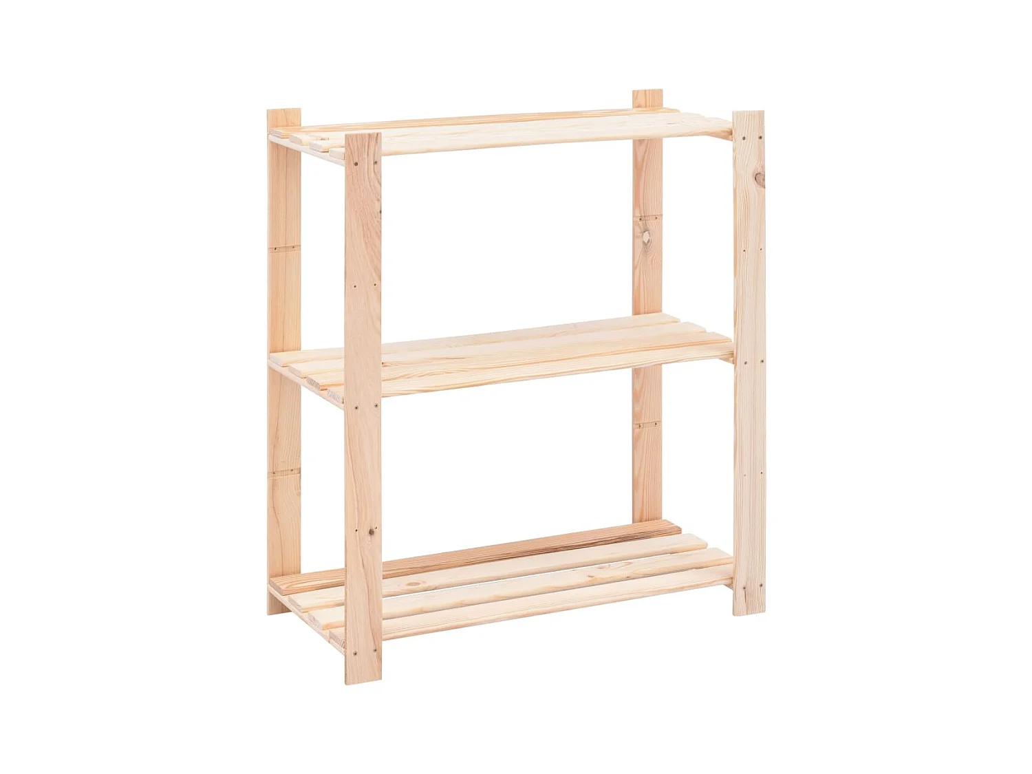 Étagère de stockage 3 niveaux 80x38x90 cm Pin solide 150 kg OFR29007 BonneVie Meuble