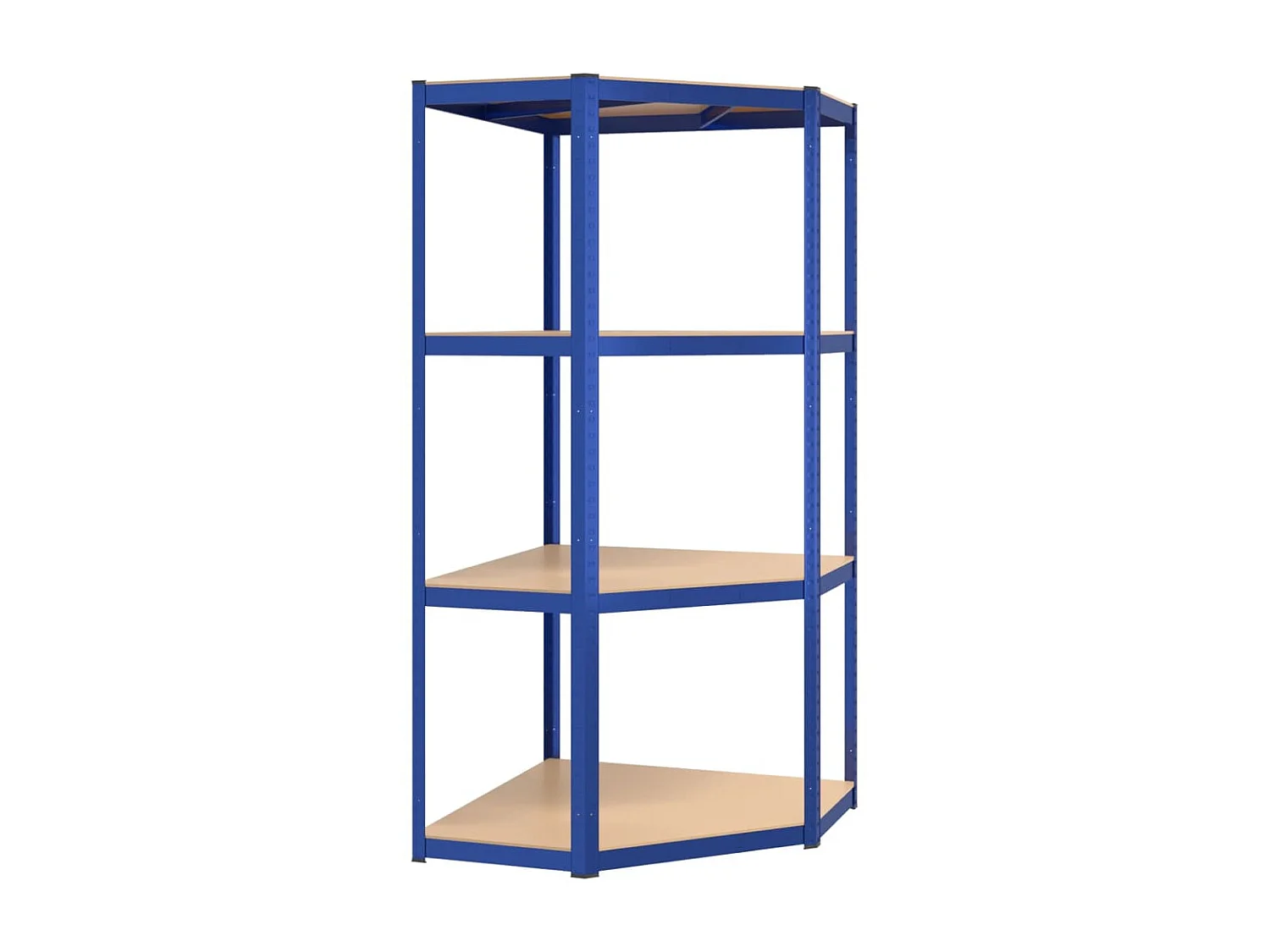Étagère d'angle à 4 niveaux Bleu Acier et bois d'ingénierie OFR39366 BonneVie Meuble