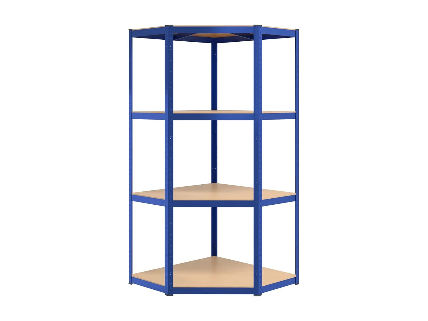Étagère d'angle à 4 niveaux Bleu Acier et bois d'ingénierie OFR39366 BonneVie Meuble