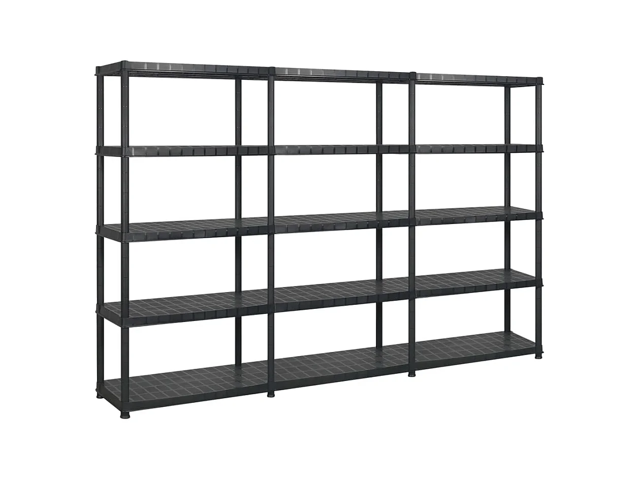 Etagère de rangement 5 niveaux, Étagère Charge Noir 274,5x45,7x185 cm Plastique ASW74668 BonneVie Meuble