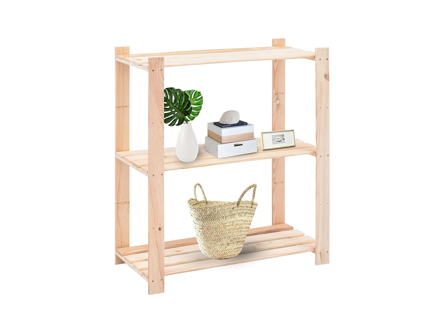 Estantería 3 niveles 3 unidades madera pino maciza 150 kg ES391167