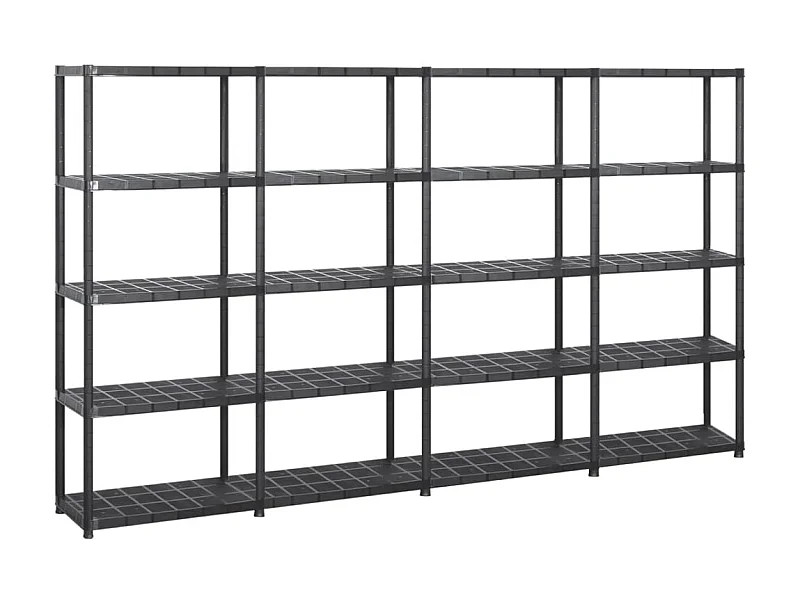 Estanterías de almacenaje 5 niveles plástico negro 284x38x170cm ES981664