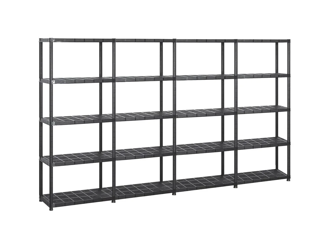 Étagère de rangement à 5 niveaux Noir 284x38x170 cm Plastique OFR66269 BonneVie Meuble