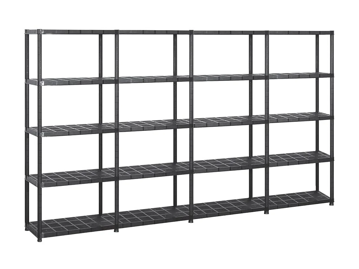 Étagère de rangement à 5 niveaux Noir 284x38x170 cm Plastique OFR66269 BonneVie Meuble