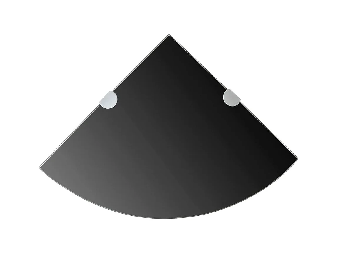 Étagères d'angle 2 pcs et supports chromés Verre Noir 25x25 cm OFR63801 BonneVie Meuble