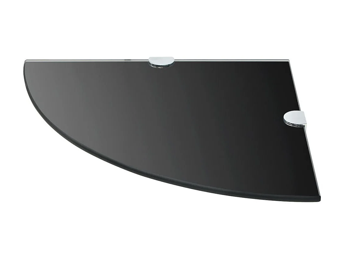 Étagères d'angle 2 pcs et supports chromés Verre Noir 25x25 cm OFR63801 BonneVie Meuble