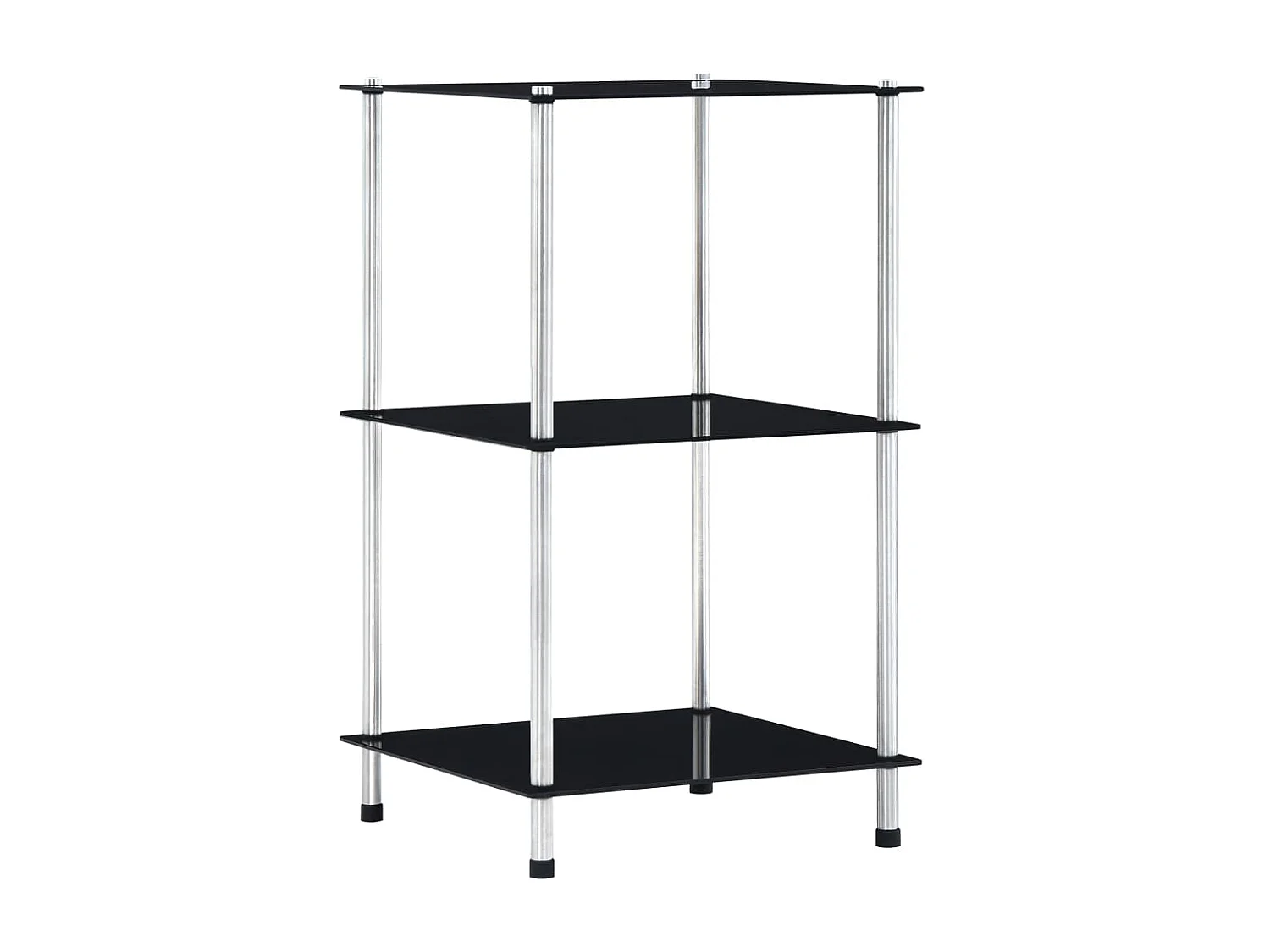 Estante 3 prateleiras 40x40x67 cm vidro temperado preto PT478701