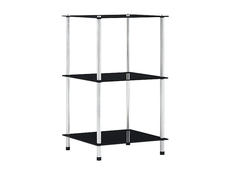 Étagère 3 niveaux Noir 40x40x67 cm Verre trempé OFR31212 BonneVie Meuble