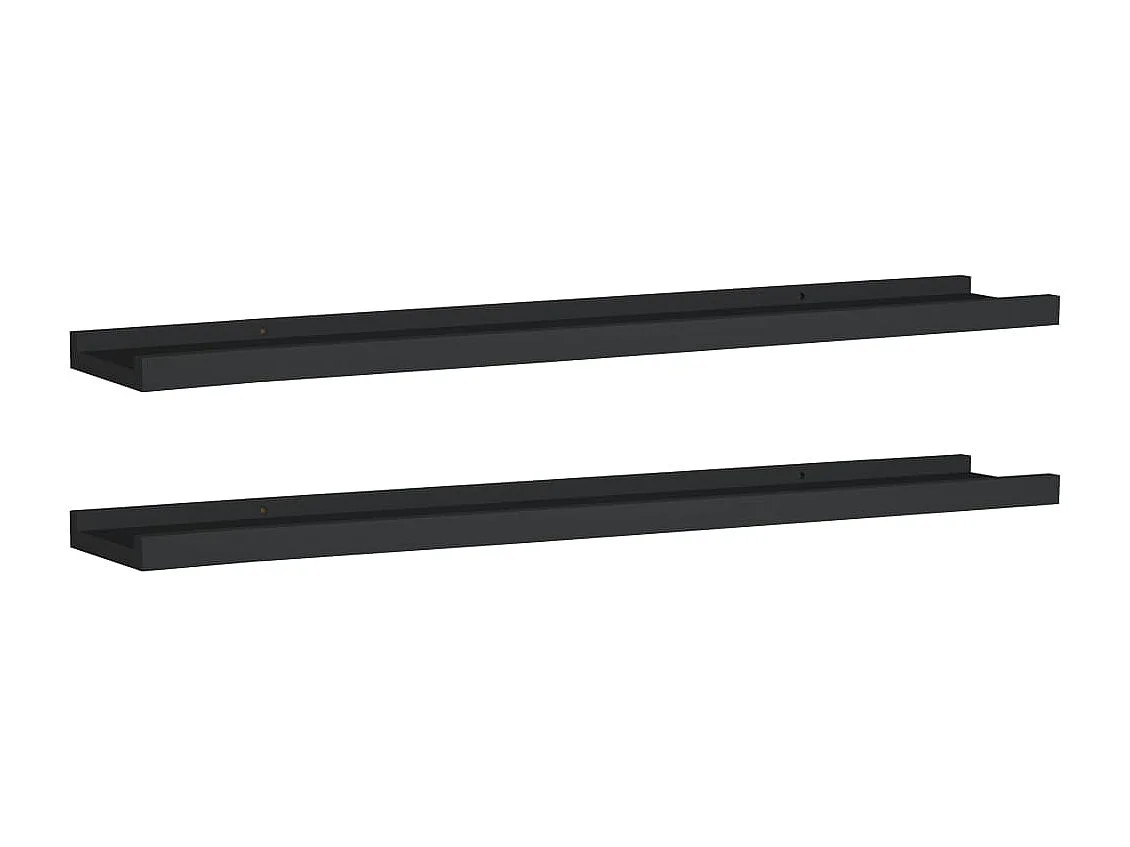 Étagères à rebord pour cadre photo 2 pcs Noir 80x9x3 cm MDF OFR78394 BonneVie Meuble