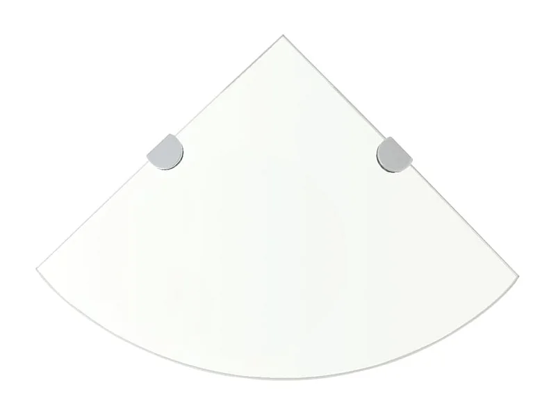 Prateleiras canto 2 pcs suportes cromados 25x25cm vidro transp. PT777380