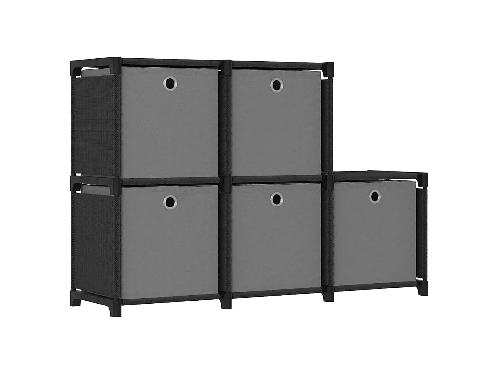 Étagère d'affichage 5 cubes et boîtes Noir 103x30x72,5 cm Tissu OFR69707 BonneVie Meuble