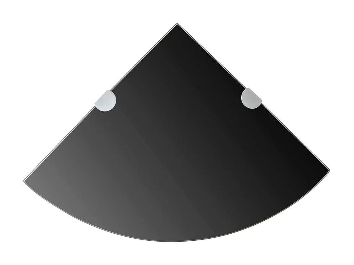 Prateleira canto, suportes cromados, vidro preto 35x35cm PT892201